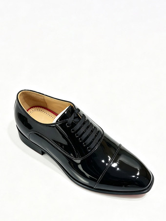 Schwarze Herren-Schnürschuhe im Oxford-Stil mit runder Zehenpartie
