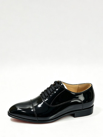 Schwarze Herren-Schnürschuhe im Oxford-Stil mit runder Zehenpartie