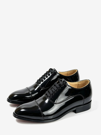Schwarze Herren-Schnürschuhe im Oxford-Stil mit runder Zehenpartie