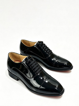 Schwarze Herren-Schnürschuhe im Oxford-Stil mit runder Zehenpartie