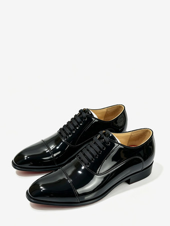 SchwarzSchwarze Herren-Schnürschuhe im Oxford-Stil mit runder Zehenpartie