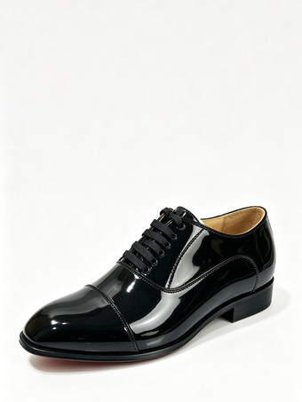 Schwarze Herren-Schnürschuhe im Oxford-Stil mit runder Zehenpartie