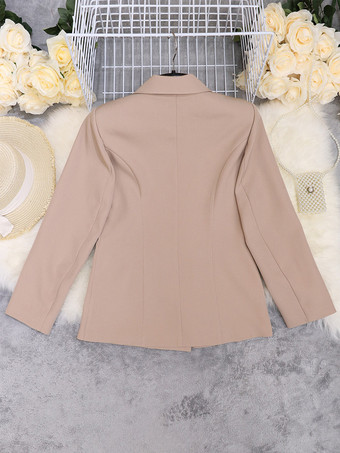 Zweireihiger Blazer für Damen Revers einfarbig lässig Büro-Anzugjacke