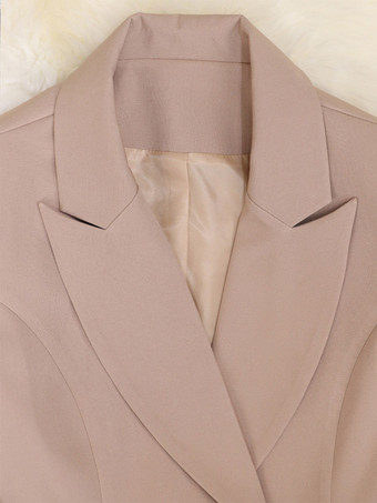 Zweireihiger Blazer für Damen Revers einfarbig lässig Büro-Anzugjacke