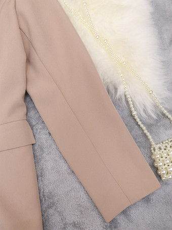 Zweireihiger Blazer für Damen Revers einfarbig lässig Büro-Anzugjacke
