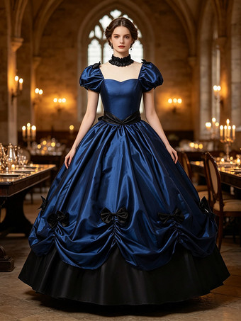 DunkelmarineblauGothic Southern Belle Viktorianisches Kleid Rokoko Marie Antoinette Ballkleid Kostüm