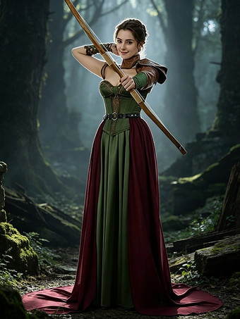 Mittelalterliches Renaissance-Kostüm Wikingerkrieger-Soldatenkleid-Set Korsett langer Rock mit Schulterpanzer