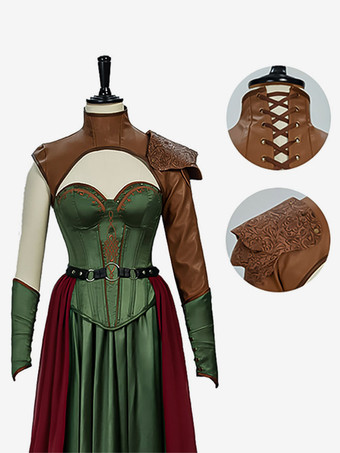 Mittelalterliches Renaissance-Kostüm Wikingerkrieger-Soldatenkleid-Set Korsett langer Rock mit Schulterpanzer