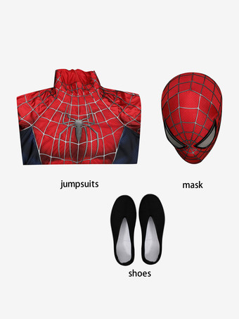 スパイダーマン2 コスプレ衣装セット 映画に忠実なピーター・パーカーのコスプレ衣装 全身スパンデックススーツ シリコンマスク付き