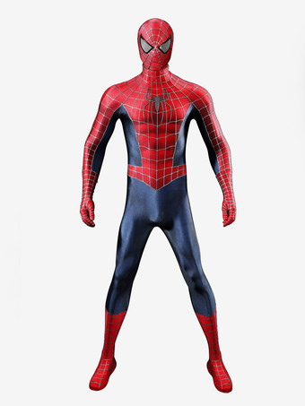 レッド スパイダーマン2 コスプレ衣装セット 映画に忠実なピーター・パーカーのコスプレ衣装 全身スパンデックススーツ シリコンマスク付き