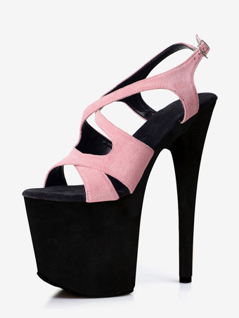 SchwarzSexy High Heel Sandalen Plateau offene Zehen Riemchenschuhe