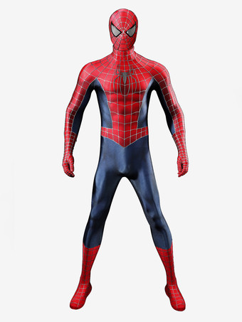 レッド スパイダーマンコスチューム 大人用 ブランド ニューデイ コスプレ衣装セット クラシックな赤と青のジャンプスーツ シリコン製ウェブ付きフルマスク