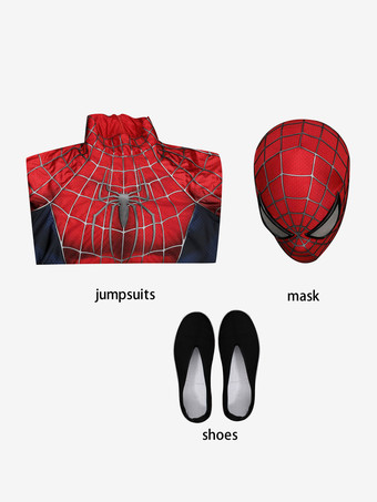 スパイダーマンコスチューム 大人用 ブランド ニューデイ コスプレ衣装セット クラシックな赤と青のジャンプスーツ シリコン製ウェブ付きフルマスク