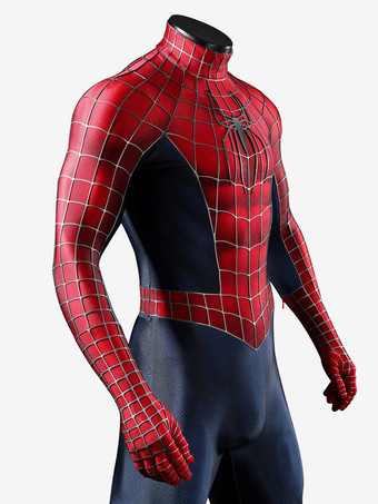 スパイダーマンコスチューム 大人用 ブランド ニューデイ コスプレ衣装セット クラシックな赤と青のジャンプスーツ シリコン製ウェブ付きフルマスク