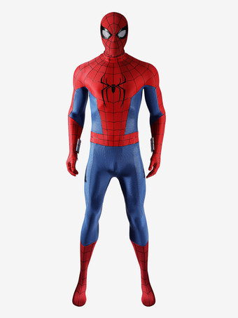 レッド スパイダーマンコスチューム 大人用 ブランド ニューデイ コスプレ衣装 ピーター・パーカー シリコン製ウェブボディスーツ ハーフマスク付き