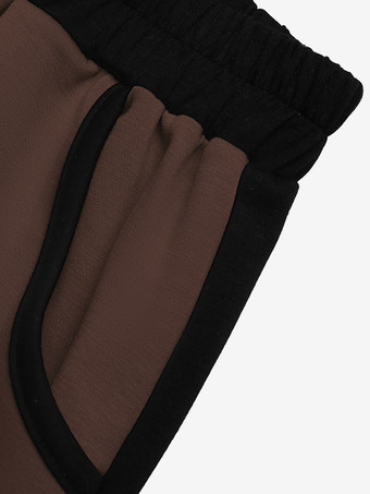 Damen-Jogginghose mit Seitenstreifen weitem Bein elastischem Bund Kordelzug lockerer Passform und Taschen