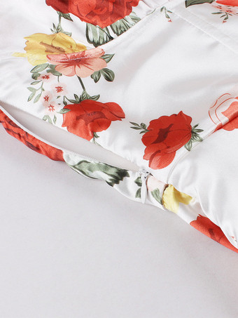 Vintage Maxikleid mit Blumenmuster für Damen eckiger Ausschnitt Puffärmel lange Ärmel Schnürung am Rücken A-Linie