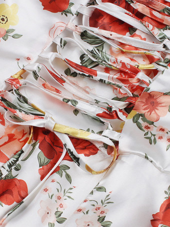 Vintage Maxikleid mit Blumenmuster für Damen eckiger Ausschnitt Puffärmel lange Ärmel Schnürung am Rücken A-Linie