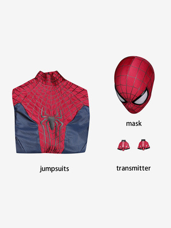スパイダーマンコスチューム 大人用コスプレ衣装 全身スパンデックススーツ 立体シリコンウェブ付き フルフェイスマスク