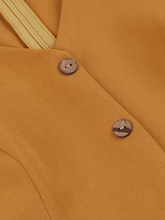 Vintage ärmelloses Kleid mit V-Ausschnitt Knopfleiste vorne verstellbarem Taillengürtel einfarbig Retro-Midikleid