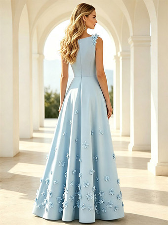 Brautmutterkleid ärmellos A-Linie Blumenmuster bodenlang Hochzeitsgastkleider