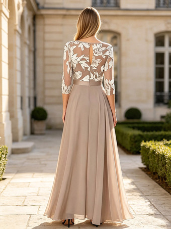 Brautmutterkleid mit Rundhalsausschnitt 3/4-Ärmeln Jumpsuit aus Spitze Hochzeitsgastkleider