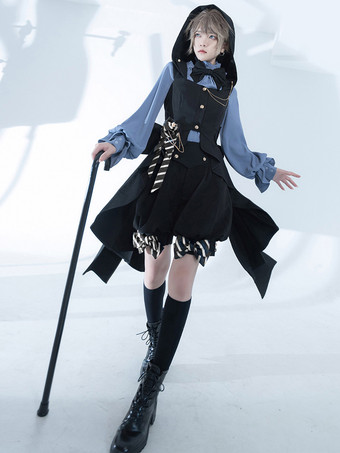 Lolita Specials Lolita Top Vest Costumes Gothic Black Sleeveless Bows Buttons