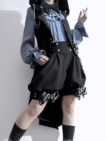 Lolita Specials Lolita Top Vest Costumes Gothic Black Sleeveless Bows Buttons