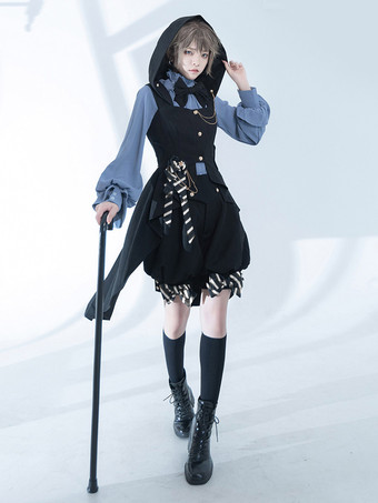 Lolita Specials Lolita Top Vest Costumes Gothic Black Sleeveless Bows Buttons