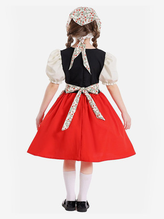 初聖体拝領ドレス 女の子用ディアンドルコスチュームドレス 女の子用ロリータプリンセスドレス ショートパフスリーブスカート