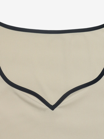 Body mit Kontrastbesatz V-Ausschnitt Rippstrick und langen Ärmeln figurbetont Basic-Strickoberteil für Damen figurbetont