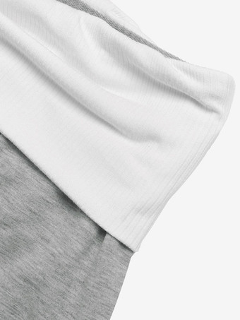 Hose mit Farbblock-Design breitem Bund weitem Bein und Naht vorne hohem Bund lässiger Strickhose