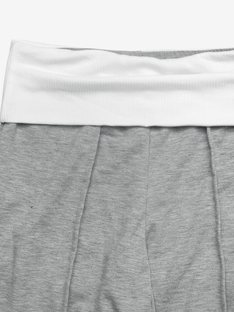 Hose mit Farbblock-Design breitem Bund weitem Bein und Naht vorne hohem Bund lässiger Strickhose