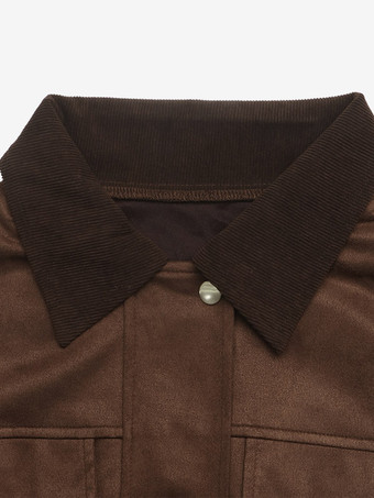 Cargojacke mit Kontrastkragen lockerer Schnitt überschnittene Schultern elastischer Saum Vintage-Kurzmantel
