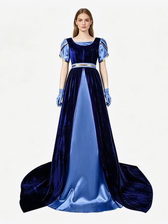 Seeblau Regency-Kleid für Damen langes Teepartykleid mit Empire-Taille viktorianisches Ballkleid im Stil des 19. Jahrhunderts
