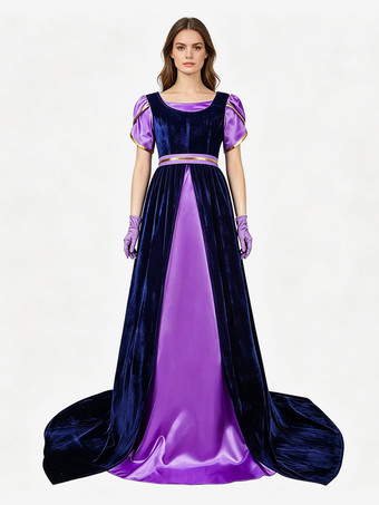 LilaRegency-Kleid für Damen langes Teepartykleid mit Empire-Taille viktorianisches Ballkleid im Stil des 19. Jahrhunderts
