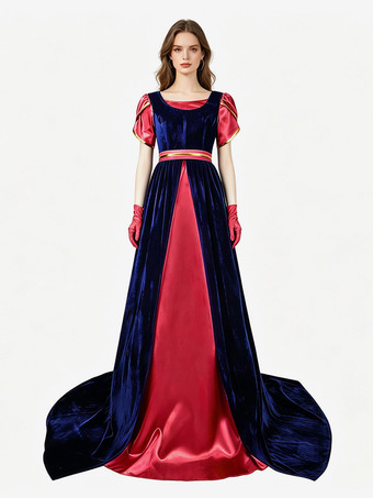 RotRegency-Kleid für Damen langes Teepartykleid mit Empire-Taille viktorianisches Ballkleid im Stil des 19. Jahrhunderts