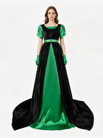 Grün Regency-Kleid für Damen langes Teepartykleid mit Empire-Taille viktorianisches Ballkleid im Stil des 19. Jahrhunderts