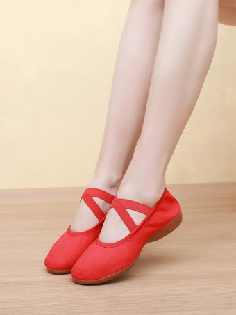 RotRosa Ballettschuhe mit runder Spitze und gekreuzten Kreuzen