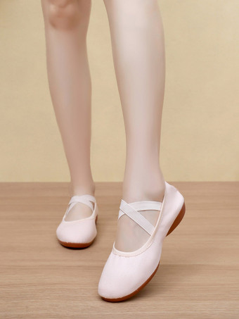 Rosa Ballettschuhe mit runder Spitze und gekreuzten Kreuzen