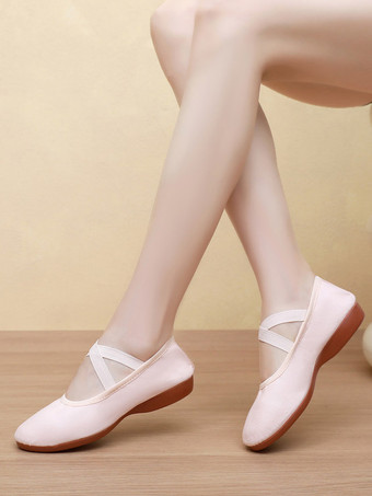 Rosa Ballettschuhe mit runder Spitze und gekreuzten Kreuzen
