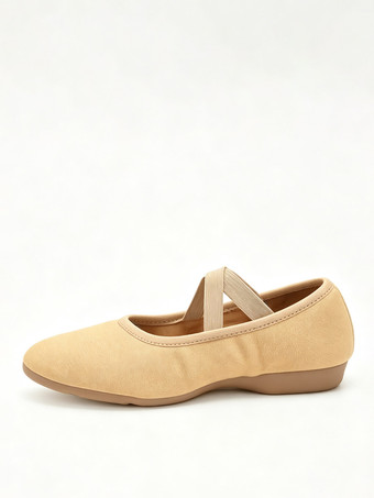 Rosa Ballettschuhe mit runder Spitze und gekreuzten Kreuzen