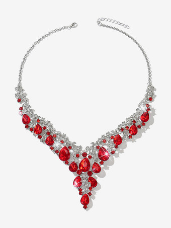 レッド 花嫁のウェディングジュエリーセット 美しい金属製