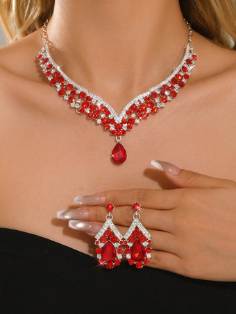 RotBrautschmuck-Set aus charmantem Metall