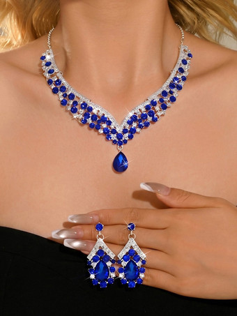 Blau Brautschmuck-Set aus charmantem Metall