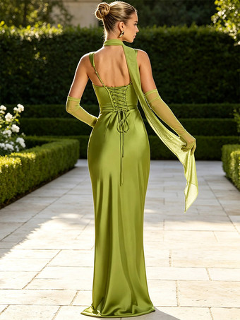 Abendkleid Ballkleid mit Trägern Ausschnitt Satinstoff formelles Partykleid
