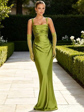 Abendkleid Ballkleid mit Trägern Ausschnitt Satinstoff formelles Partykleid
