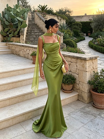 Abendkleid Ballkleid mit Trägern Ausschnitt Satinstoff formelles Partykleid