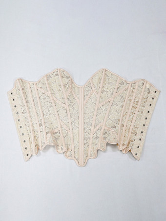 Bustier mit herzförmigem Spitzen-Overbust-Korsett Schnürung am Rücken wellenförmigem Saum und Vintage-Taillenformer