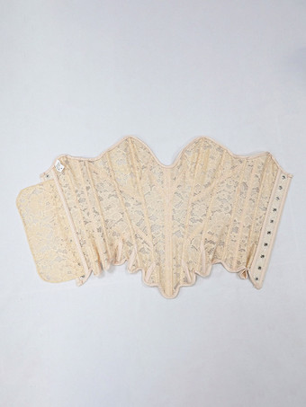 Bustier mit herzförmigem Spitzen-Overbust-Korsett Schnürung am Rücken wellenförmigem Saum und Vintage-Taillenformer